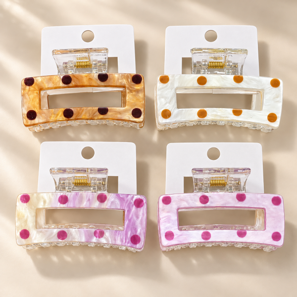 Bofeini Glossy Dot Acrylic Hair claw 6 cm Women Pack Of 12