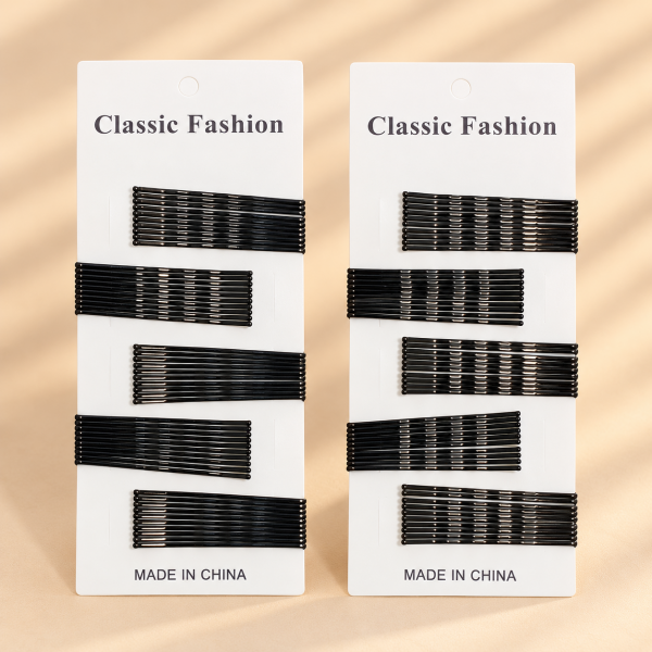 Fashion Alley bobby black  Hair Pin For women Pack Of 12 card 
