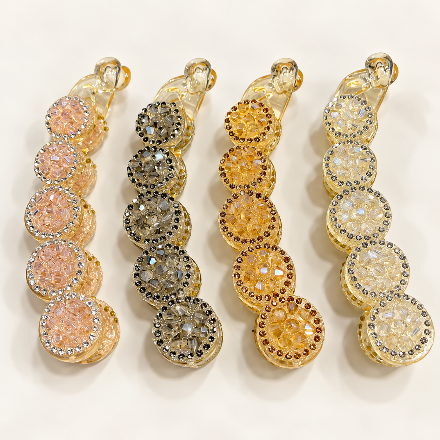 Fashion Alley Crystal 10cm Banana Hair Clip For Women [Pack Of 12] 