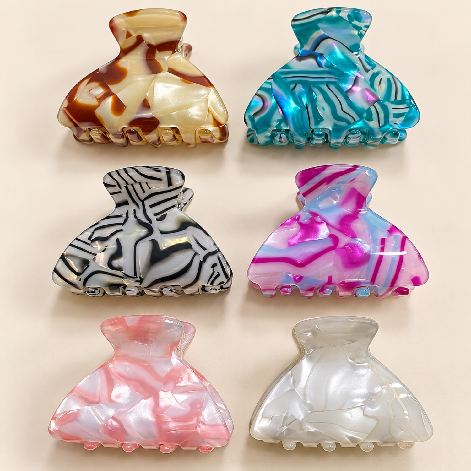Fashion Alley 5 Cm Leidona Hair Claw For Women Pack Of 12 Pc