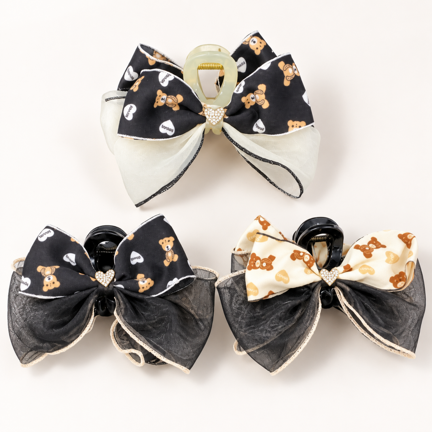 Fashion Alley 13m Cm bow Hair Claw For Women Pack Of 12 Pc