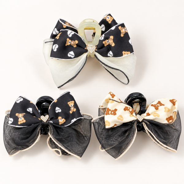 Fashion Alley 13m Cm bow Hair Claw For Women Pack Of 12 Pc