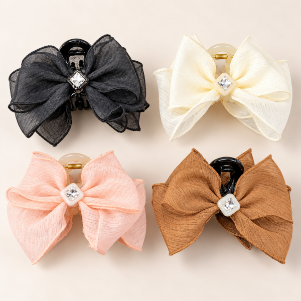 Fashion Alley 12 Cm bow Hair Claw For Women Pack Of 12 Pc