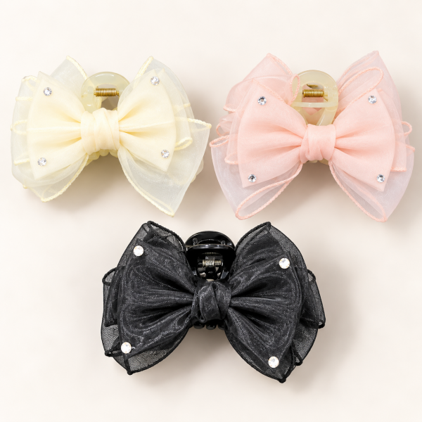 Fashion Alley 12 m Cm bow Hair Claw For Women Pack Of 12 Pc