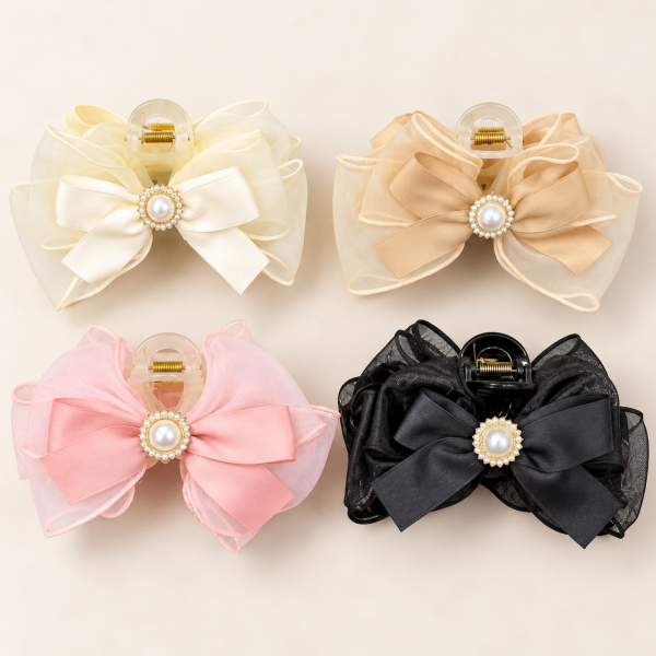 Fashion Alley 13 Cm bow Hair Claw For Women Pack Of 12 Pc