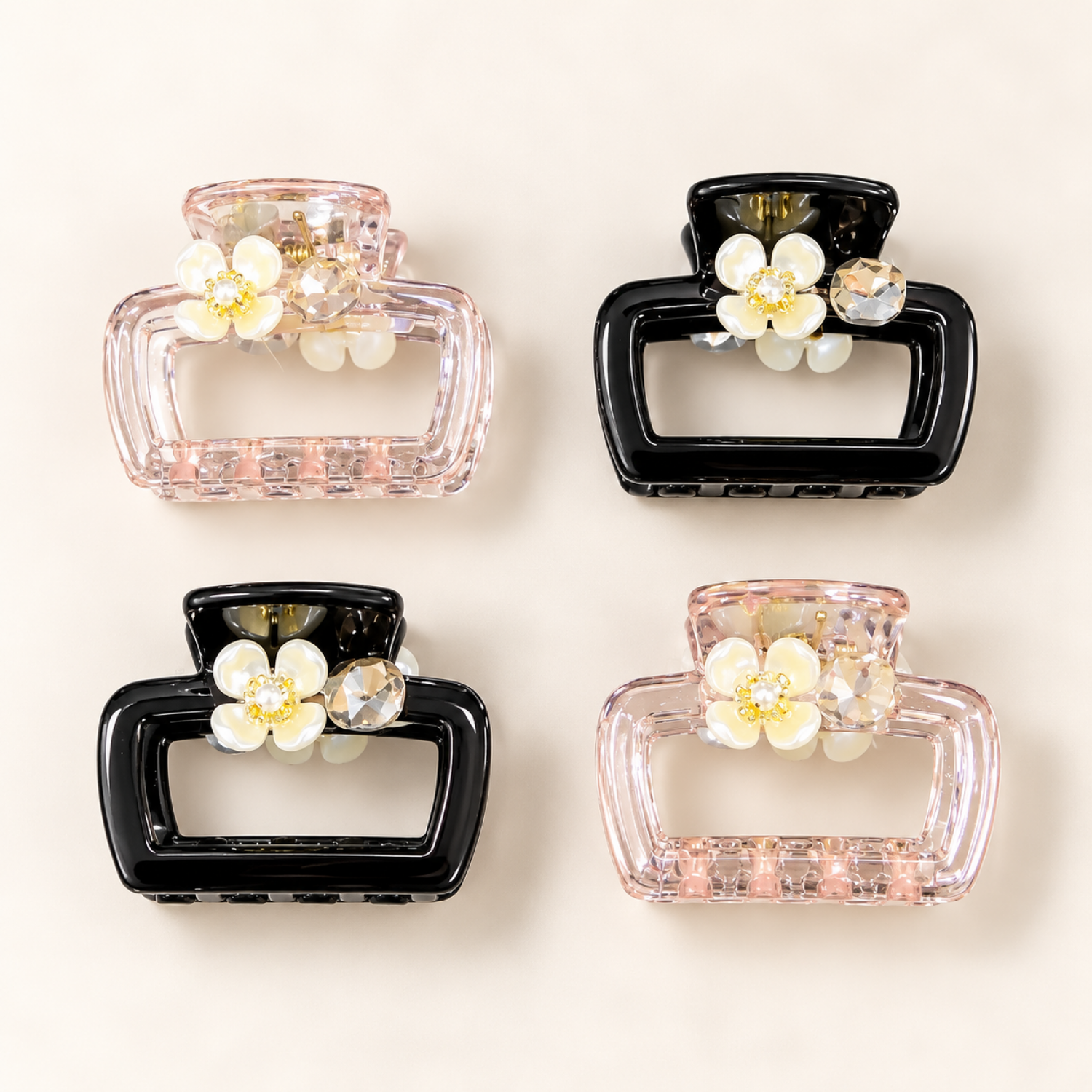 Fashion Alley 5 Cm flower Hair Claw For Women Pack Of 12 Pc