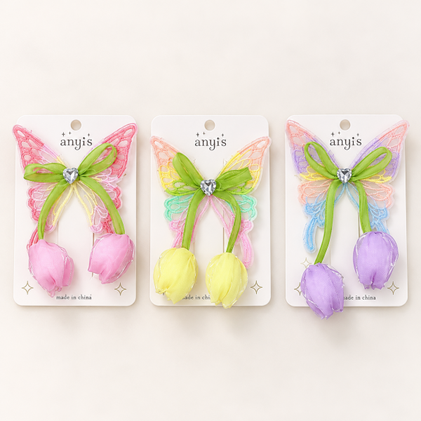 Fashion Alley butterfly Hair Pin For Kids Pack Of 12 Card