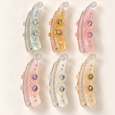 Leidona  9 Cm Stone Banana Hair Claw For Women Pack Of 12