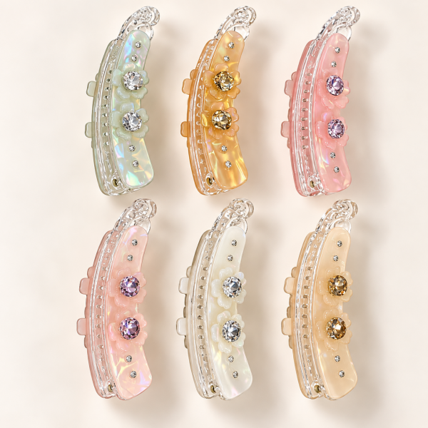 Leidona  9 Cm Stone Banana Hair Claw For Women Pack Of 12
