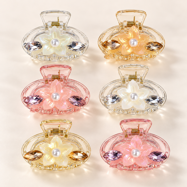 Fashion Alley 4 Cm Crystal Hair Claw For Women Pack Of 12 Pc 