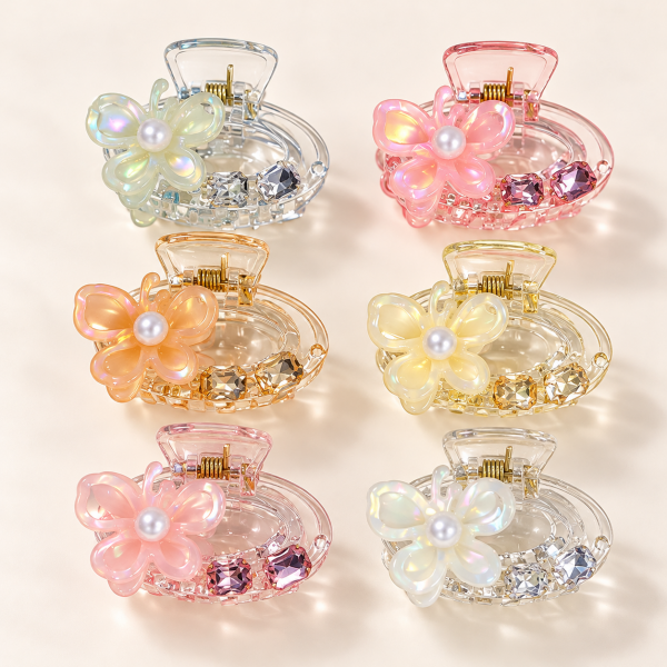 Fashion Alley 4 Cm Crystal Hair Claw For Women Pack Of 12 Pc 