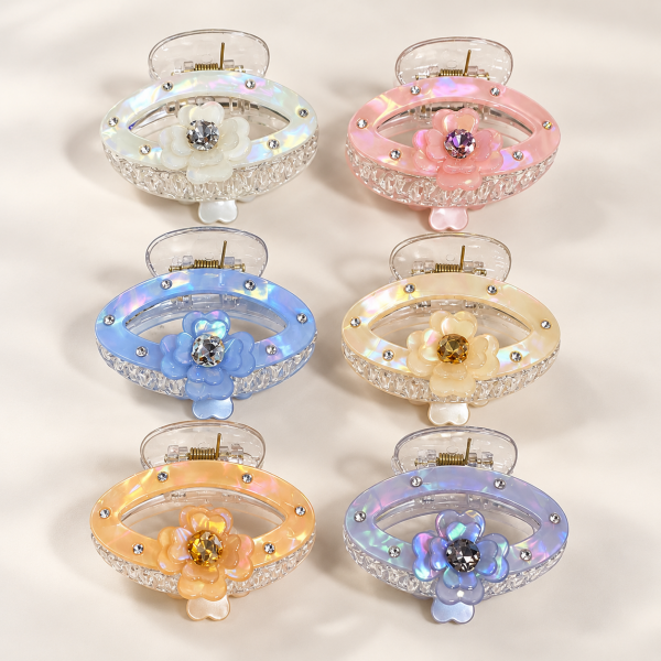Leidona  6.5 Cm Flower Hair Claw For Women Pack Of 12