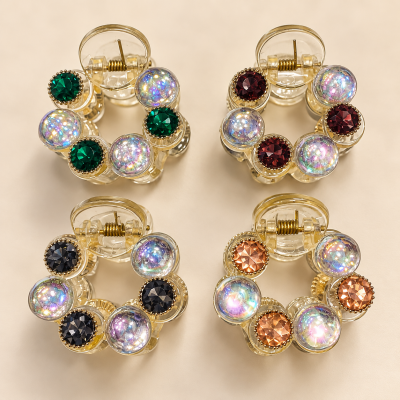   Fashion Alley Luxury Gemstone Embellished Hair Clutcher  Pack Of 12 Pcs