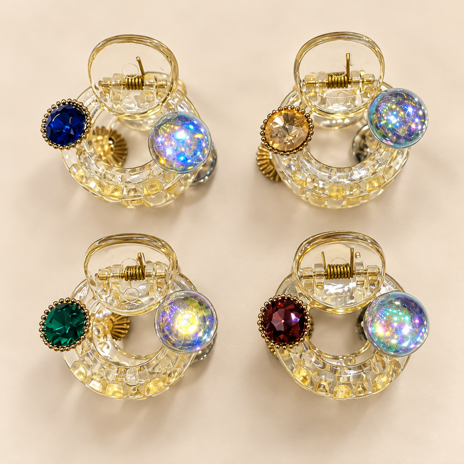 Fashion Alley Embellished Gemstone Hair Clutcher Pack Of 12 Pcs