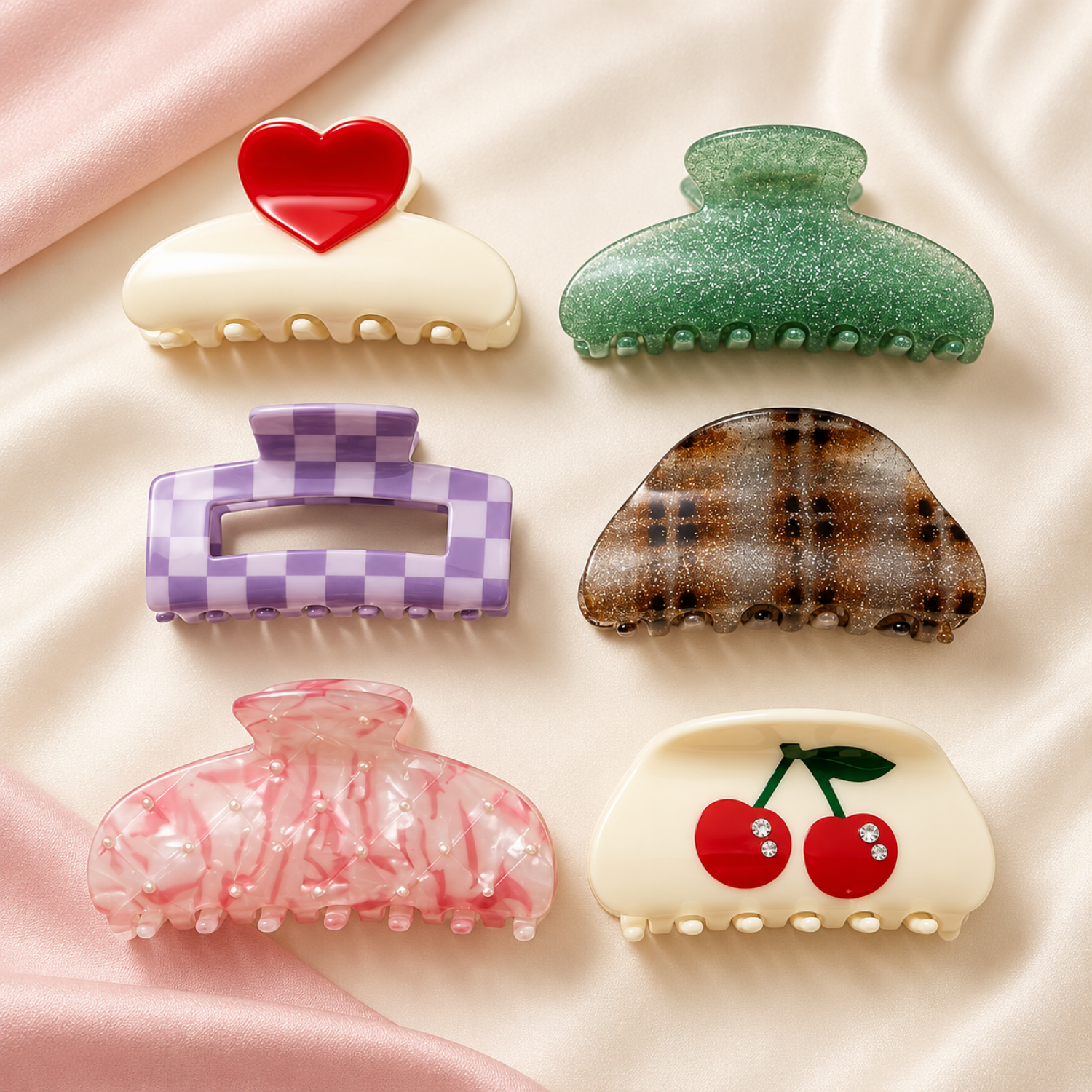 Fashion Alley 12 Cm Assorted Design Shine Hair Claw For Women Pack Of 12