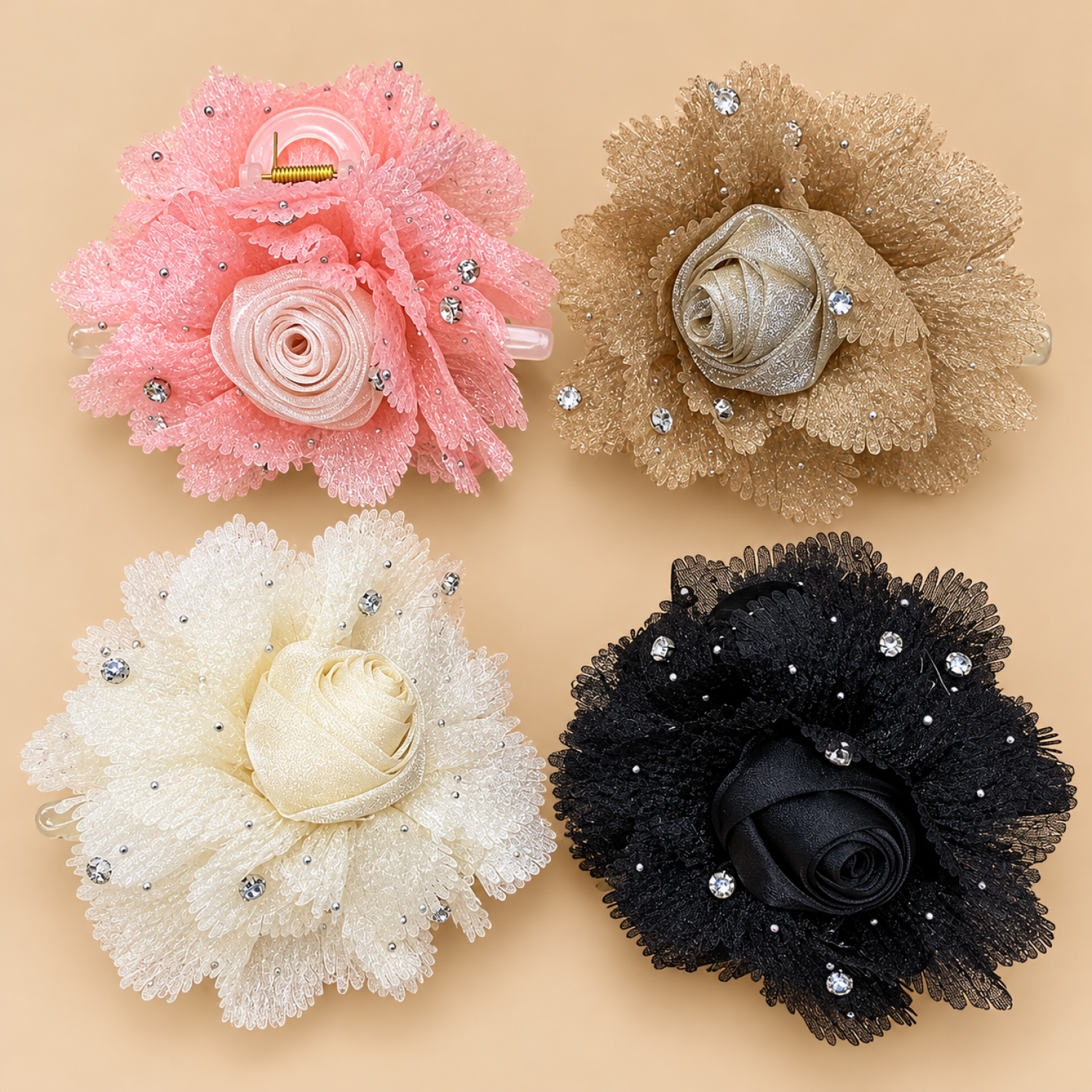 Fashion Alley 12Cm Flower design Hair Claw For Women Pack Of 12