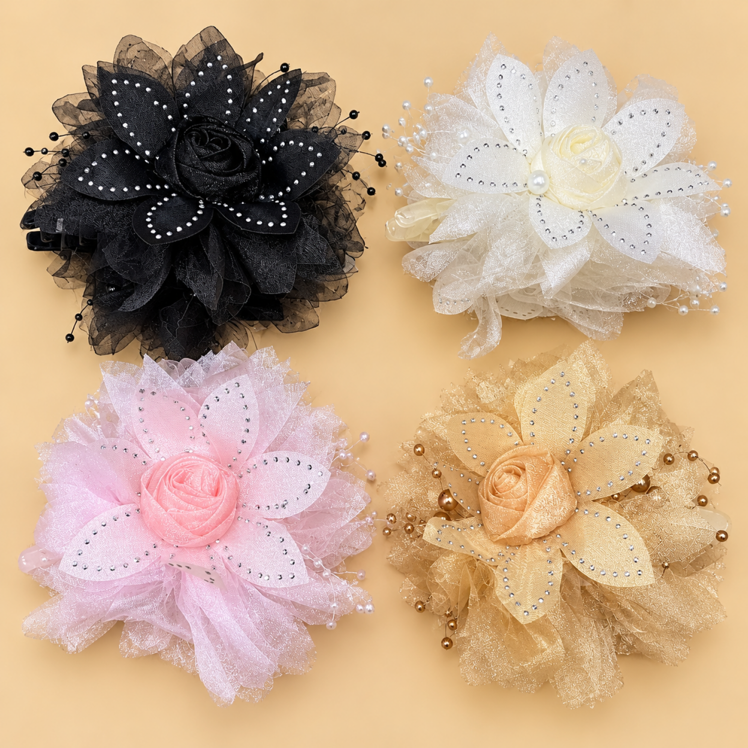 Fashion Alley 12Cm Flower design Hair Claw For Women Pack Of 12