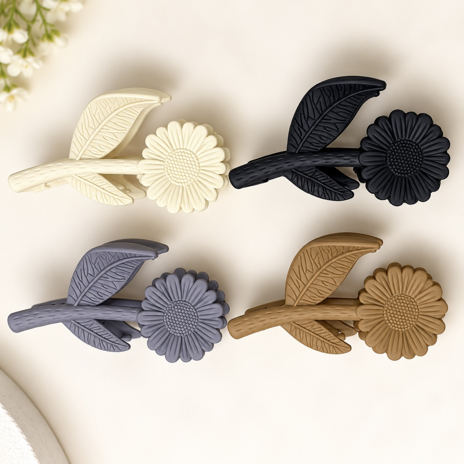 Fashion Alley 11 Cm flower Matt Hair Claw For Women Pack Of 12