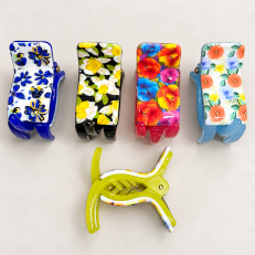 Fashion Alley 3 Cm Printed Hair Claw For Women Pack Of 12 Pc
