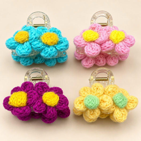 Fashion Alley 7 Cm Crochet Hair Claw For Women Pack Of 12 Pc
