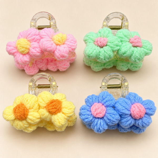 Fashion Alley 7 Cm Crochet Hair Claw For Women Pack Of 12 Pc