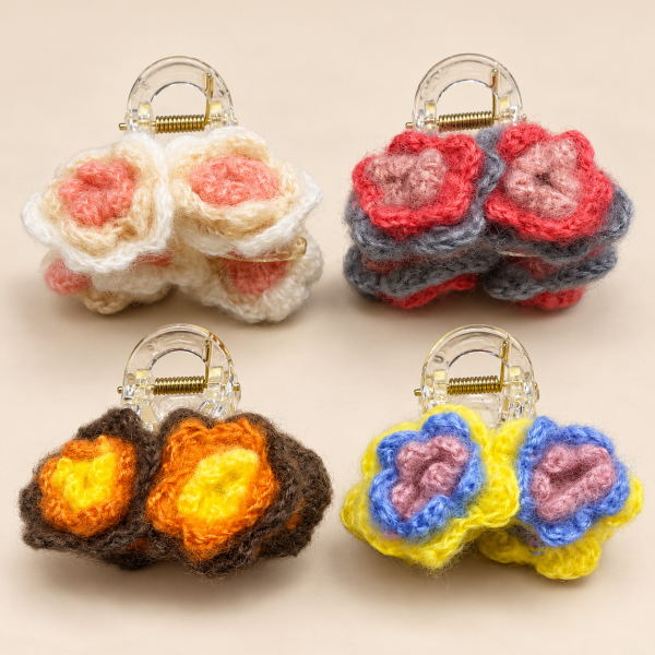 Fashion Alley 7 Cm Crochet Hair Claw For Women Pack Of 12 Pc
