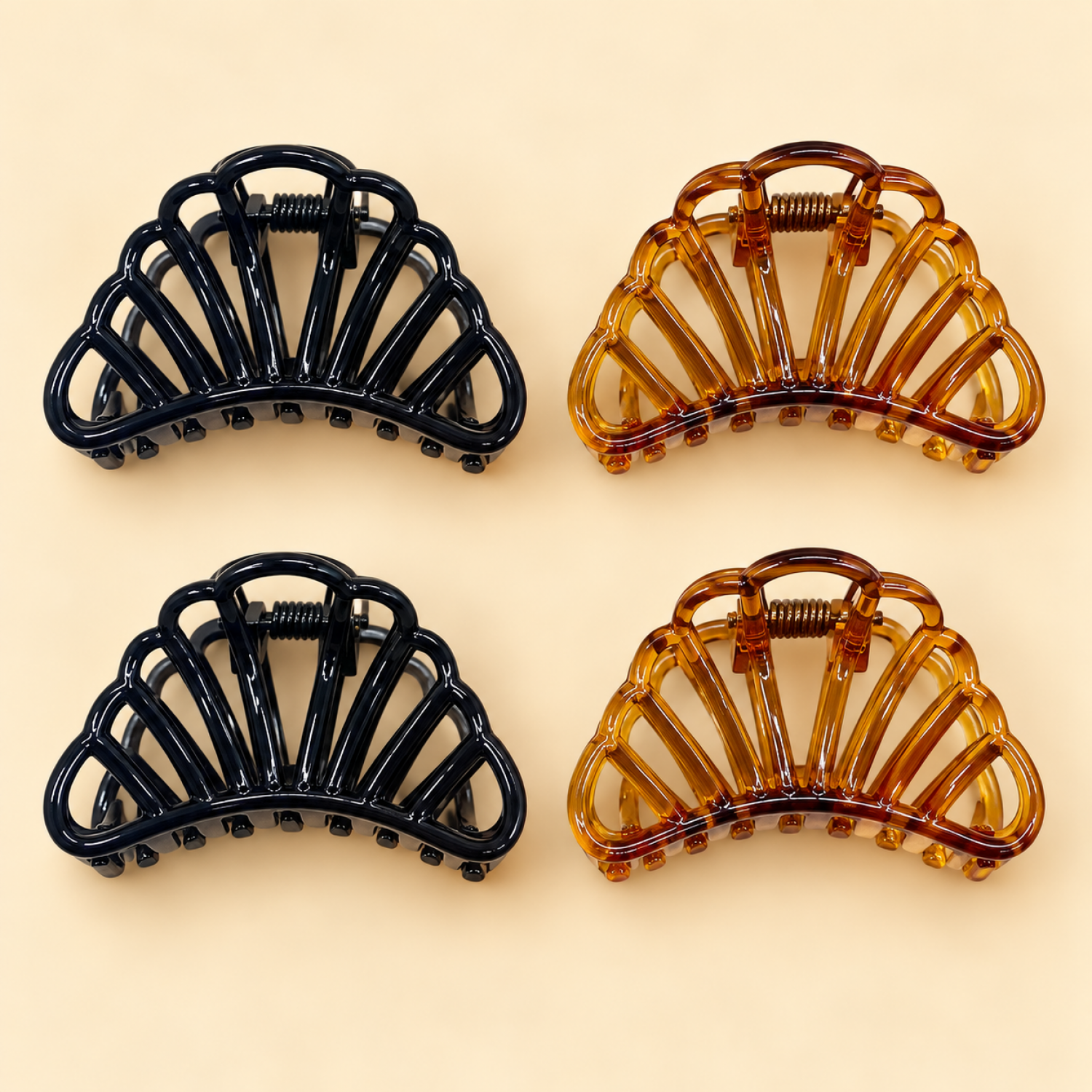 Fashion Alley 3 Cm Shell Black Hair Claw For Women Pack Of 12 Pc