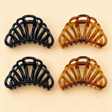 Fashion Alley 3 Cm Shell Black Hair Claw For Women Pack Of 12 Pc