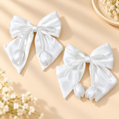 Fashion Alley White Bow Pin For Women Pack Of 12 Pc