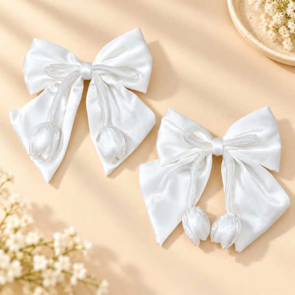 Fashion Alley White Bow Pin For Women Pack Of 12 Pc