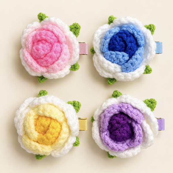 Fashion Alley Crochet Flower Hair Pin For Women Pack Of 5 Pc