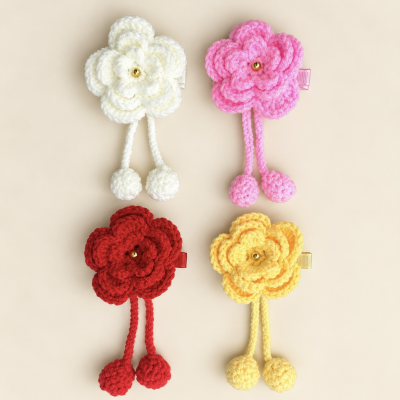 Fashion Alley Crochet Flower Hair Pin For Women Pack Of 5 Pc