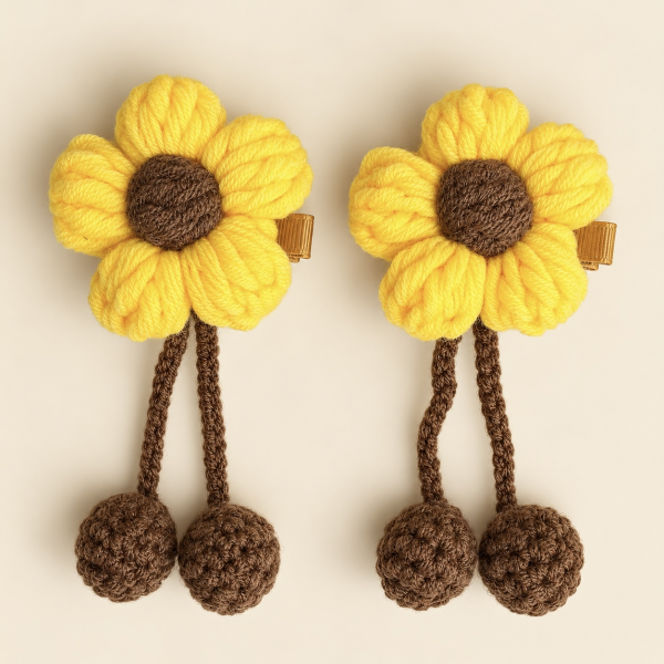 Fashion Alley Crochet Flower Hair Pin For Women Pack Of 5 Pc