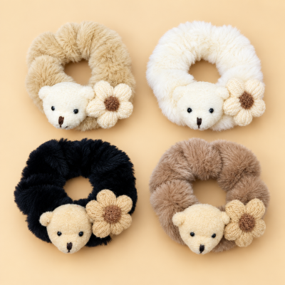 Fashion Alley Fur Scrunchies For Women Pack Of 12 Pc 