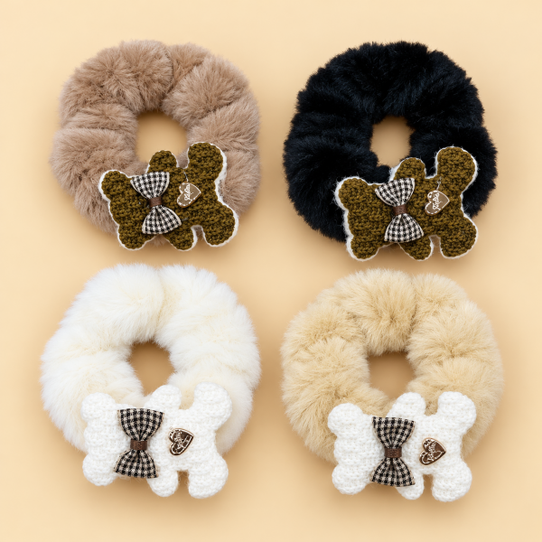 Fashion Alley Fur Scrunchies For Women Pack Of 12 Pc 
