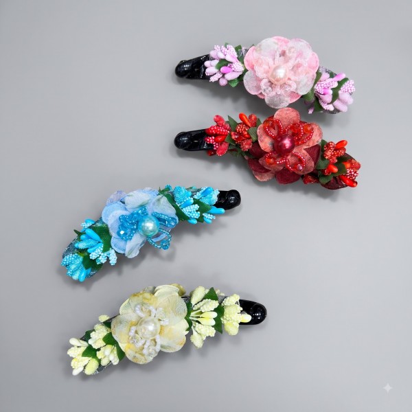 Fashion Alley Flower Design Banana Clip For Women Pack Of 12 Pc