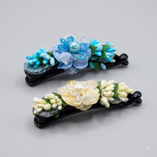 Fashion Alley Flower Design Banana Clip For Women Pack Of 12 Pc