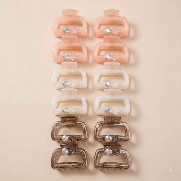 Fashion Alley 5 Cm Hair Claw For Women Pack Of 12 Pc