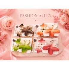 Fashion Alley 8 CM Matte flower Hair Clutches with 2 small claws For Women [Pack Of 36]