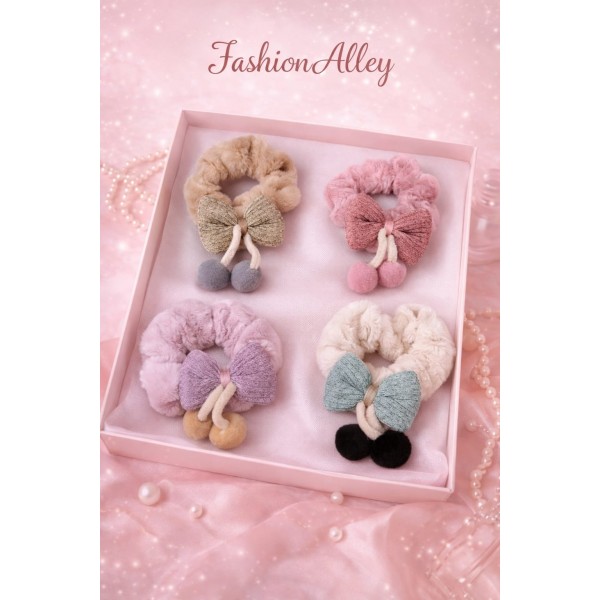 Fashion Alley Fur Scrunchies For Women Pack Of 12