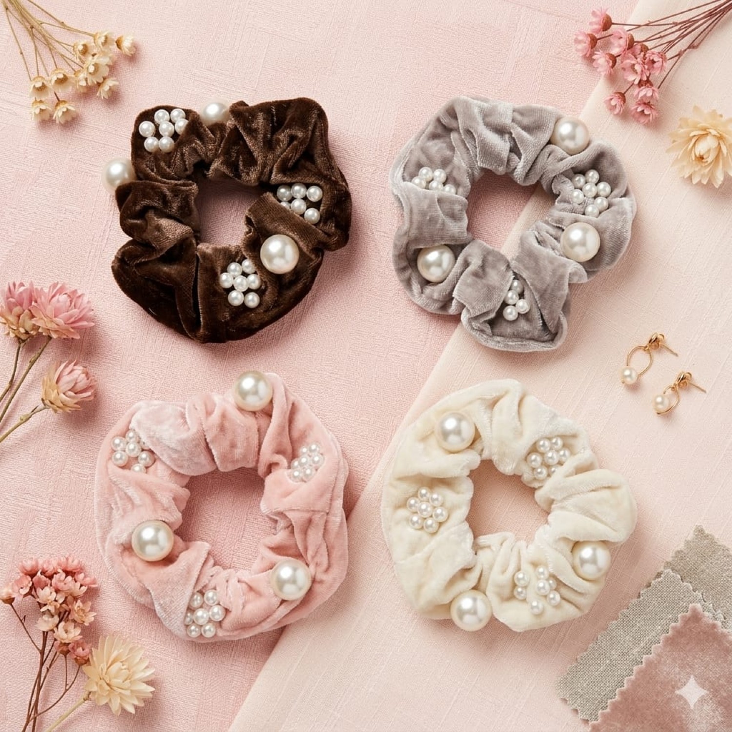 Fashion Alley Scrunchies Rubber Band For Women Pack Of 12 Pc