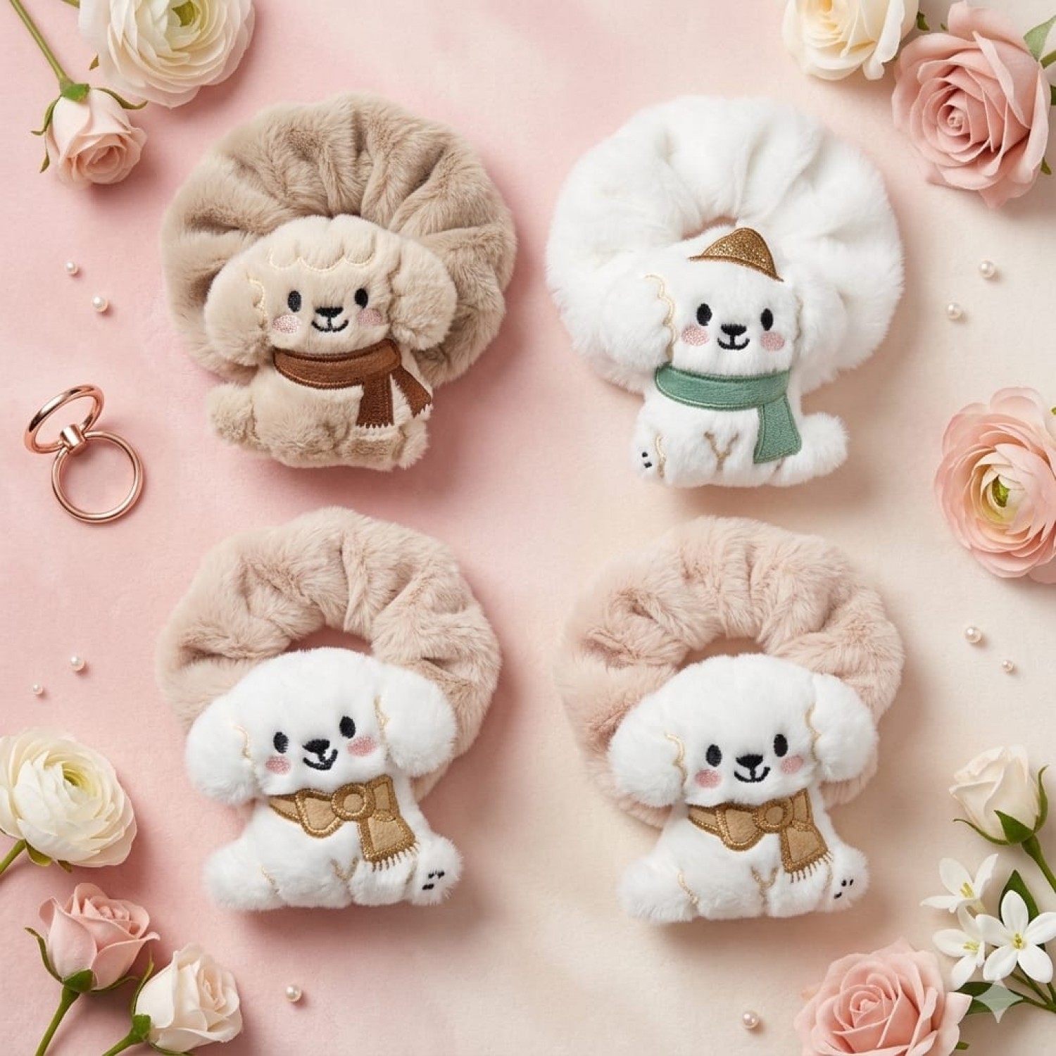 Fashion Alley Fur Scrunchies For Women Pack Of 12