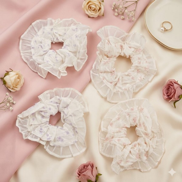 Fashion Alley Scrunchies Rubber Band For Women Pack Of 12 Pc