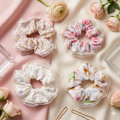Fashion Alley Hair Scrunchies Rubber Band For Women Pack Of 12