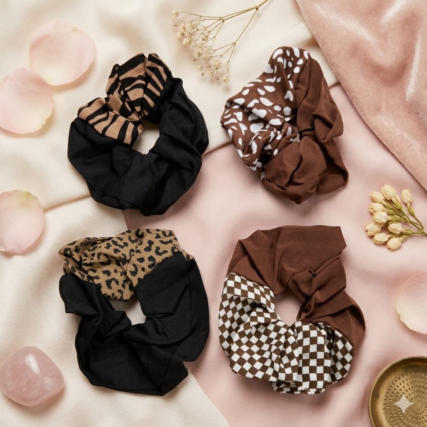 Fashion Alley Scrunchies Rubber Band For Women Pack Of 12 Pc