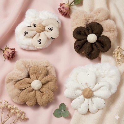Fashion Alley Fur Hair Scrunchies Rubber Band For Women Pack Of 12