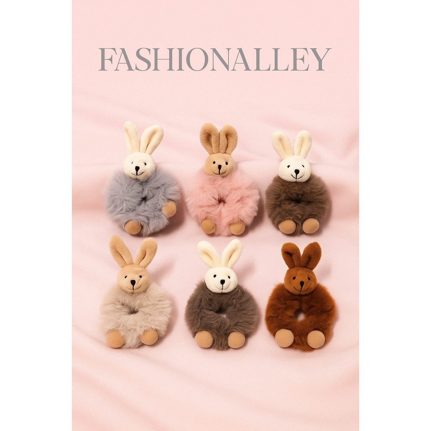 Fashion Alley Fur Hair Scrunchies For Women Pack Of 12 Pc