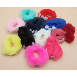 Fashion Alley Random Design Fur Rubberband ( Pack of 12 )