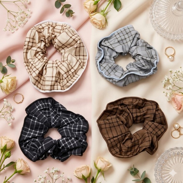Fashion Alley Fur Hair Scrunchies Rubber Band For Women Pack Of 12