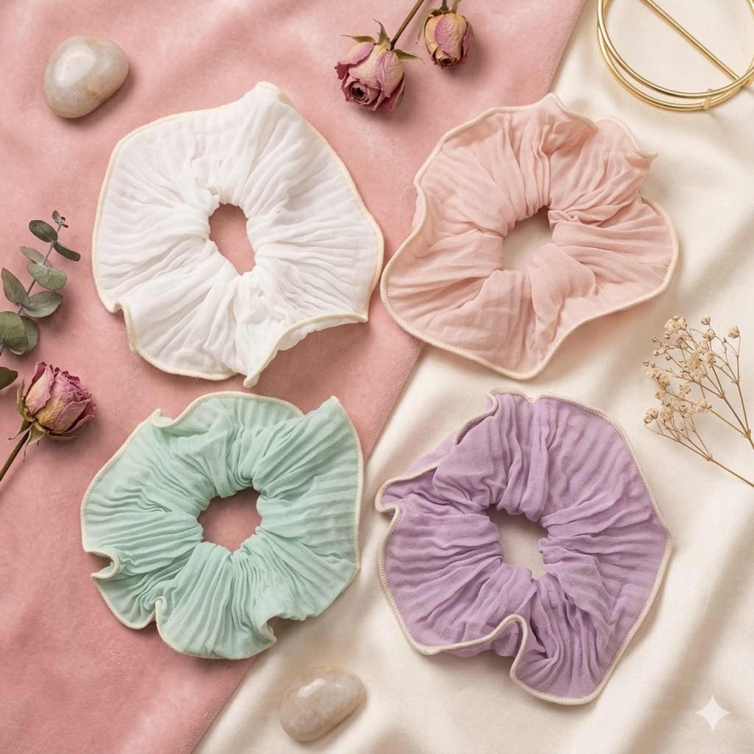 Fashion Alley Scrunchies Rubber Band For Women Pack Of 12 Pc